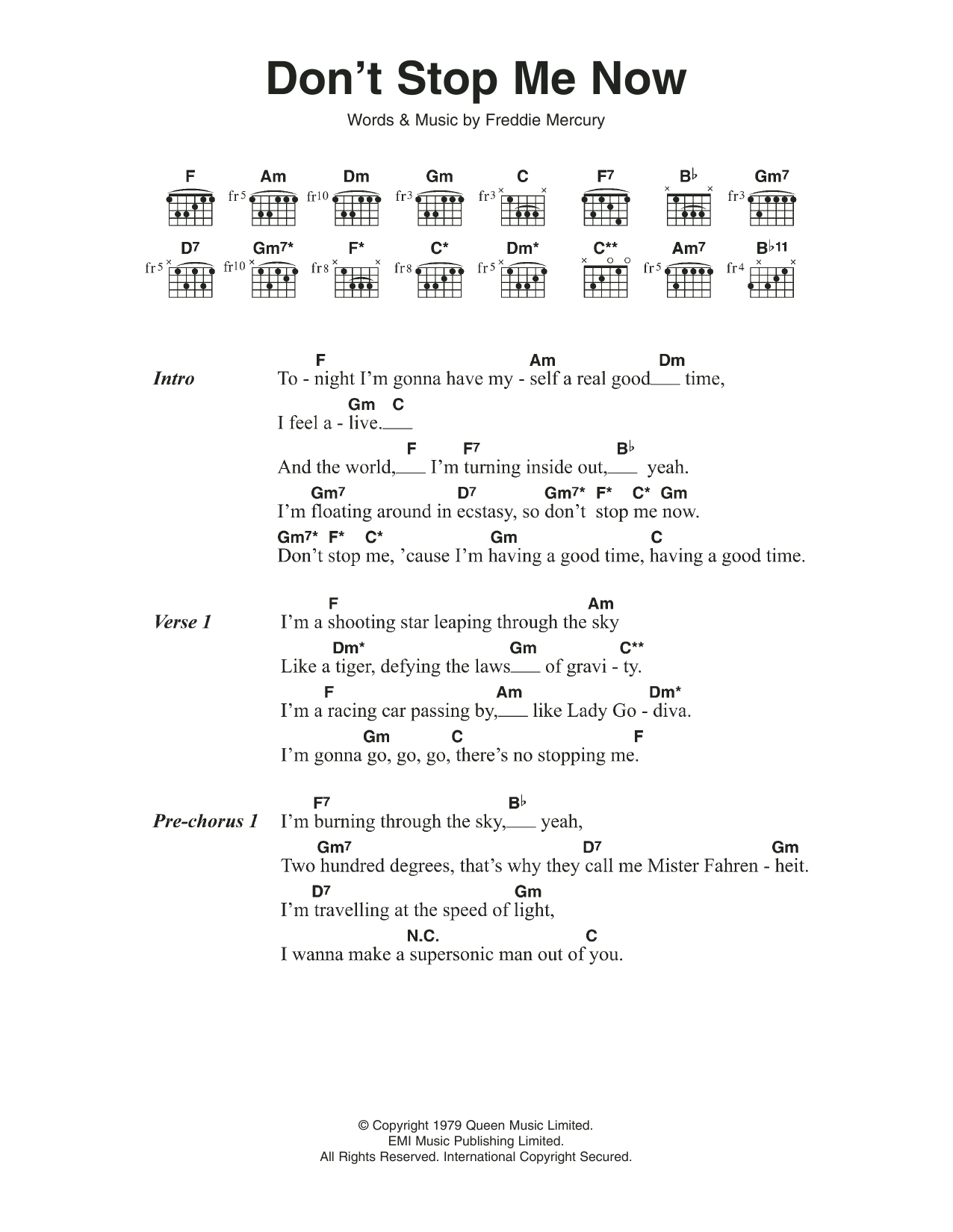 Don T Stop Me Now By Queen Guitar Chords Lyrics Guitar Instructor