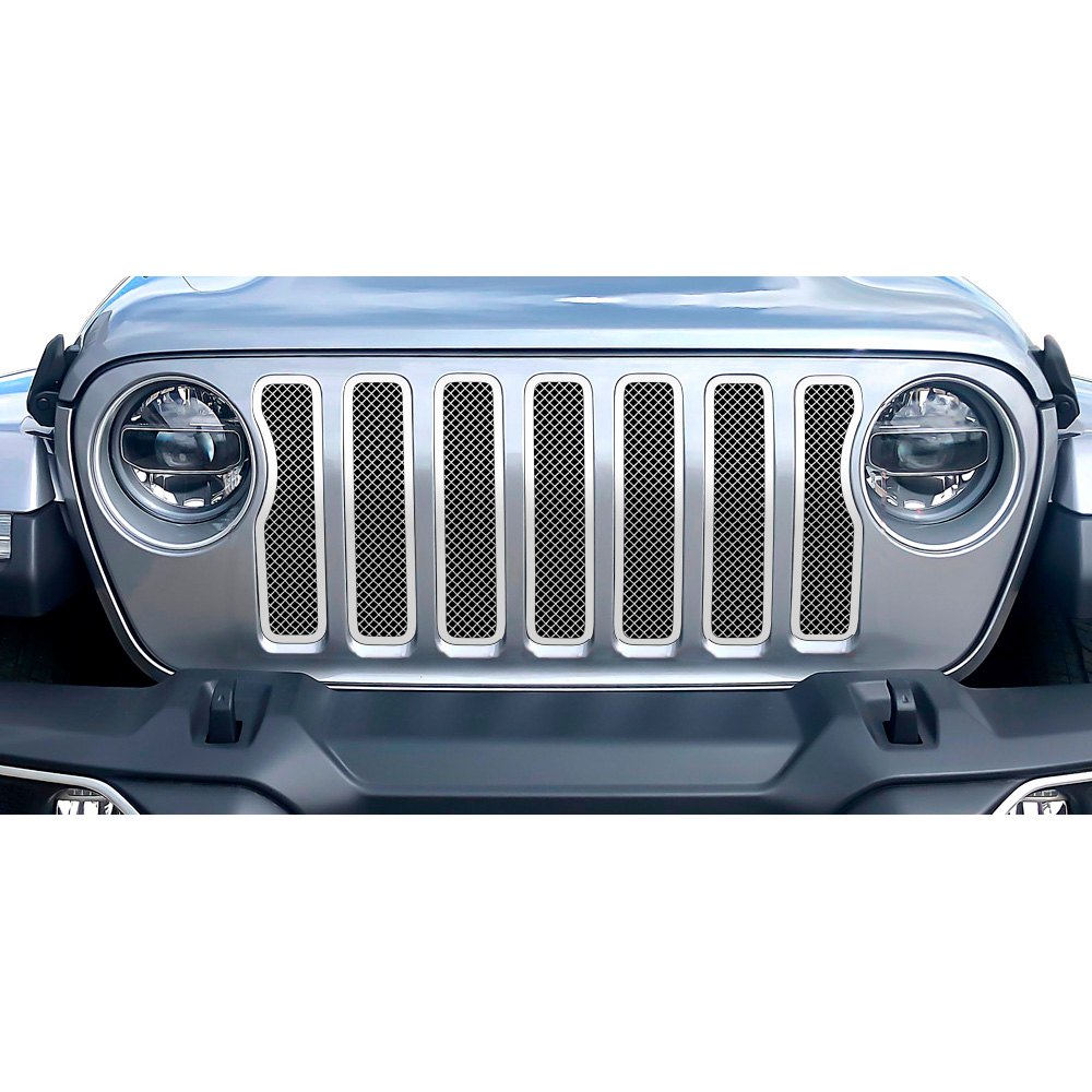 Fits 2020 2021 Jeep Gladiator Main Upper Stainless Chrome Mesh Grille