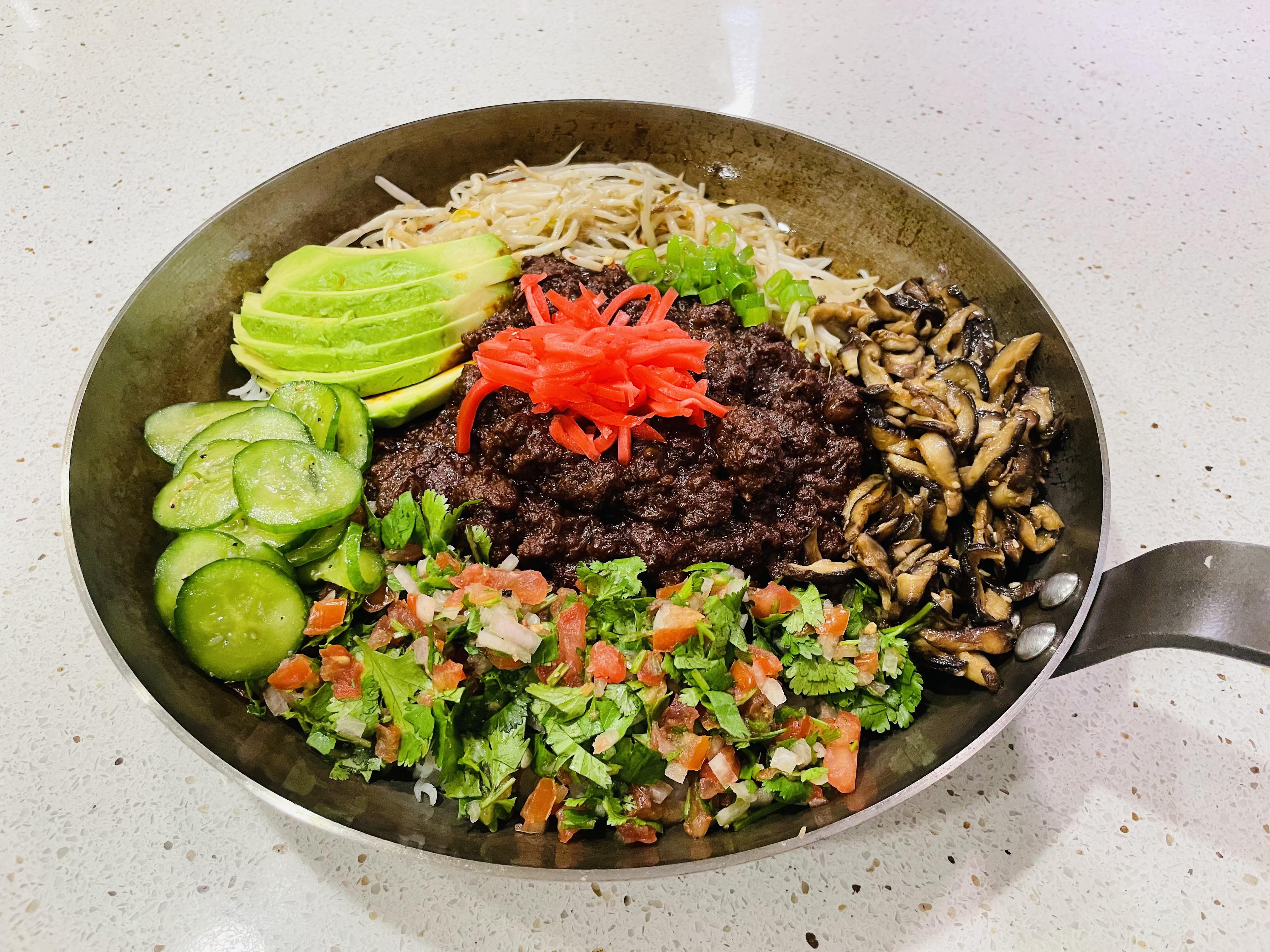 Homemade Korean Mexican Fusion Bibimbap Food