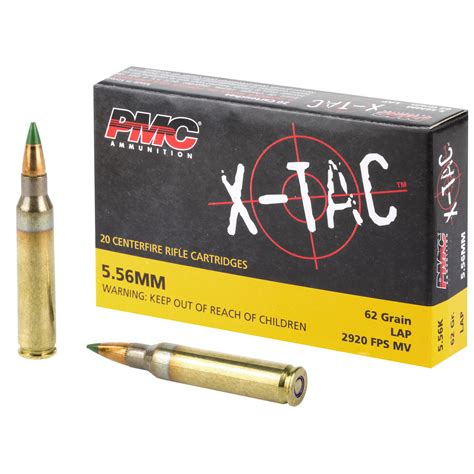 Pmc X Tac Rifle Ammunition 5 56 Nato 62 Gr Green Tip 1000 Ct Case 50