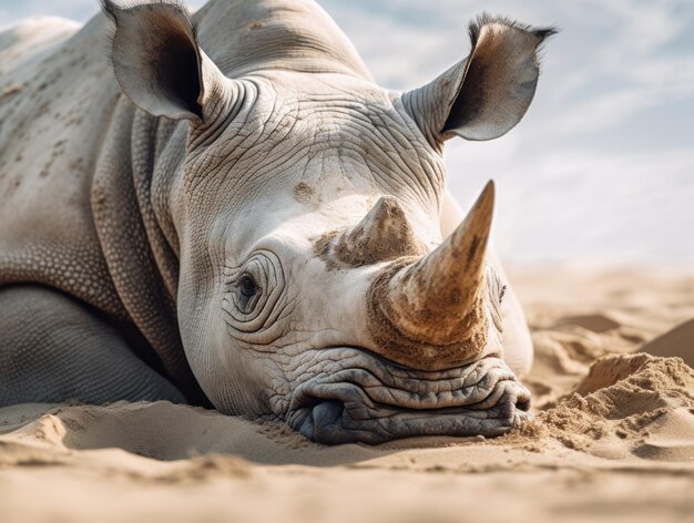 Premium Photo Stunning Glimpse Into The Daily Life Of A Rhinoceros Resting In Sand A Mustsee