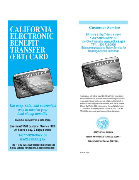 Pub 387 California Electronic Benefit Transfer Ebt Card The Easy