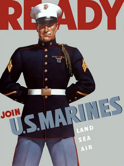 Ready Join The Marines Land Sea Air Vintage Wwii New Art Print