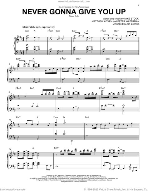 The Piano Guys Never Gonna Give You Up Sheet Music For Piano Solo