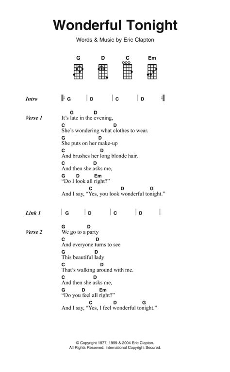 Wonderful Tonight Lyrics And Chords Sheet And Chords Collection